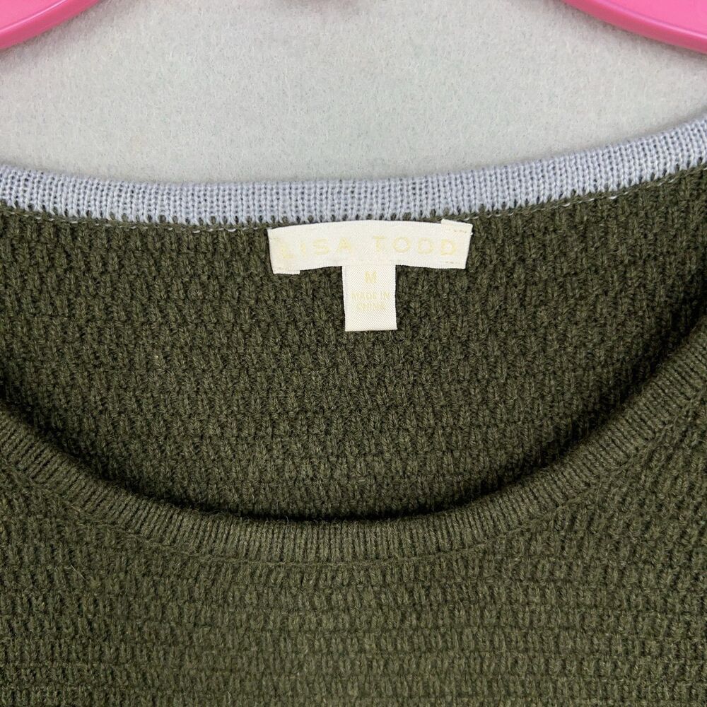 Lisa Todd Sweater Dress Womens Medium Green Black Colorblock Cashmere Twee - Picture 4 of 12